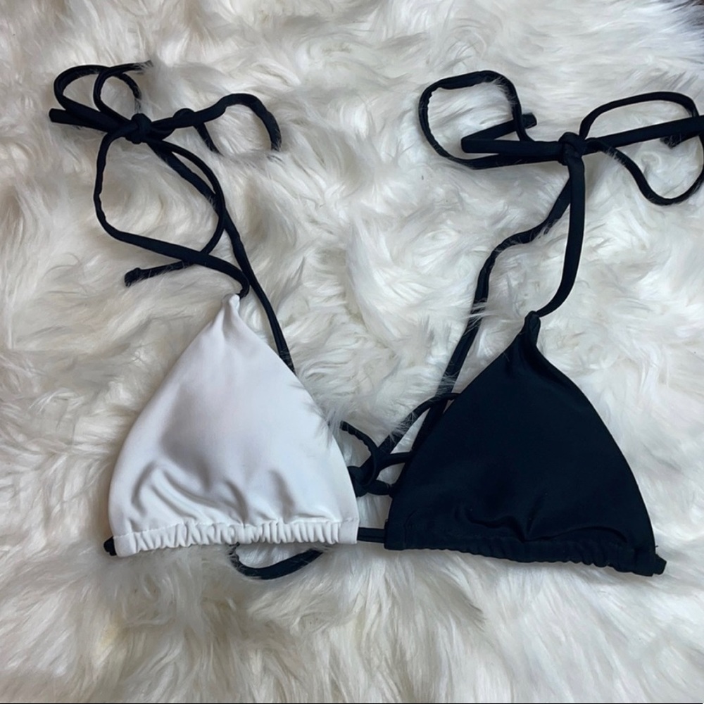Black and white bikini top